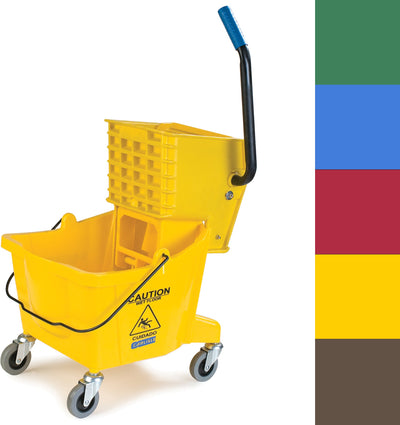 Carlisle FoodService Products Mop Bucket with Side-Press Wringer for Floor Cleaning, Restaurants, Offices, And Janitorial Use, Polyproylene, 26 Quarts, Yellow