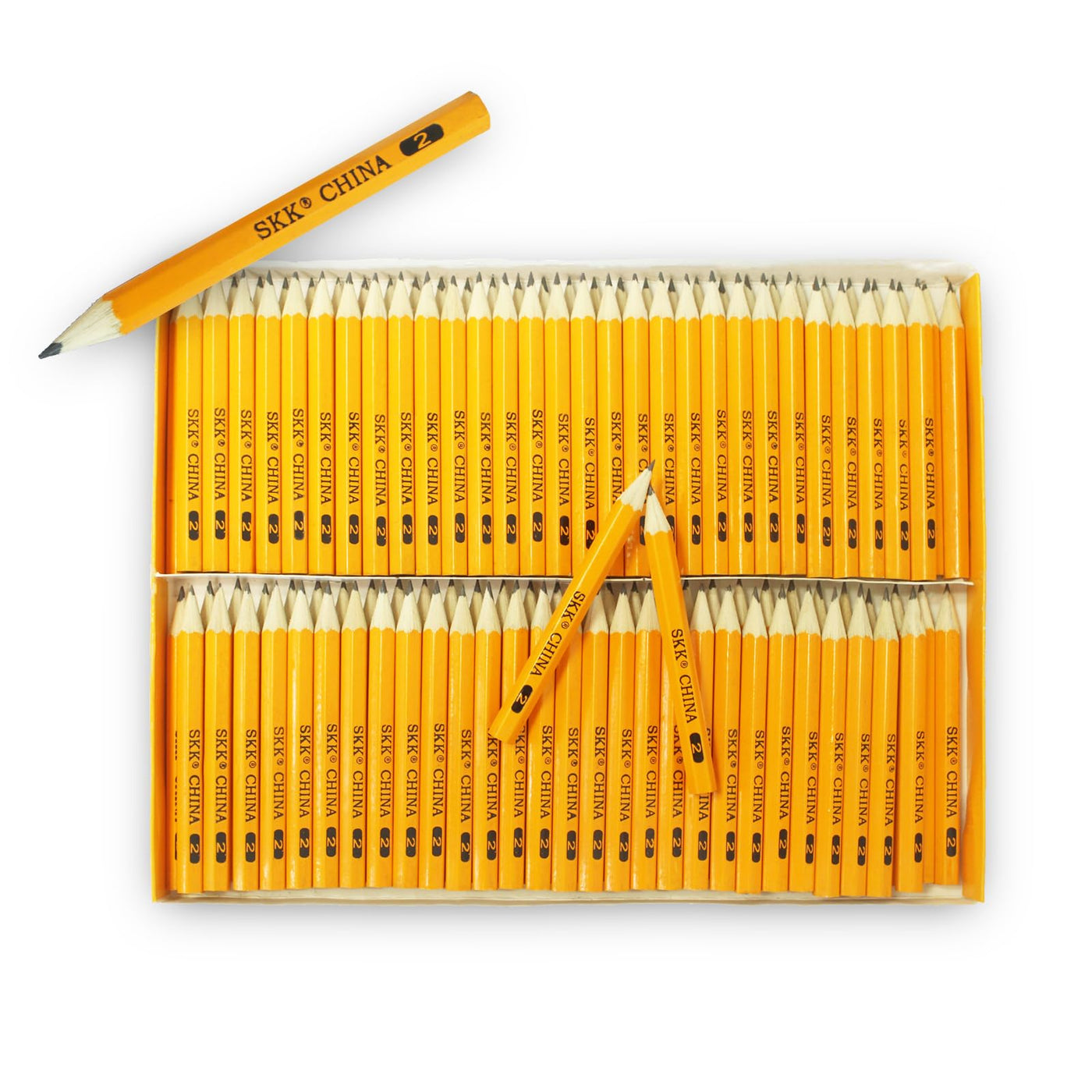 SKKSTATIONERY 200 Count Pre-sharpened #2 Pencils, 2 HB Lead Bulk Box Pencil, Pencils No. 2, Yellow Pencils with Erasers, number 2 pencils for classroom office Supplies, Writing, Drawing and Sketching