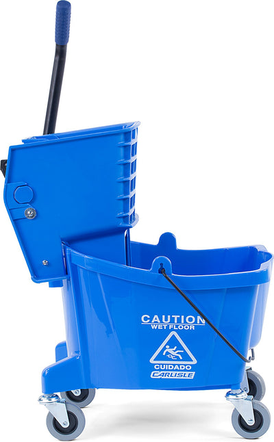 Carlisle FoodService Products Mop Bucket with Side-Press Wringer for Floor Cleaning, Restaurants, Offices, And Janitorial Use, Polyproylene, 26 Quarts, Yellow