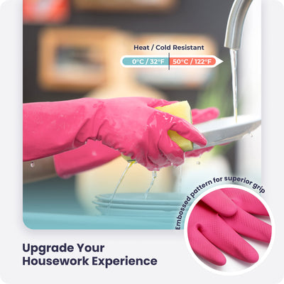 FMP Brands 3/6/12/60 Pairs Cleaning Gloves, Waterproof Rubber Gloves for Washing Dishes, Non-Slip Latex Dishwashing Gloves