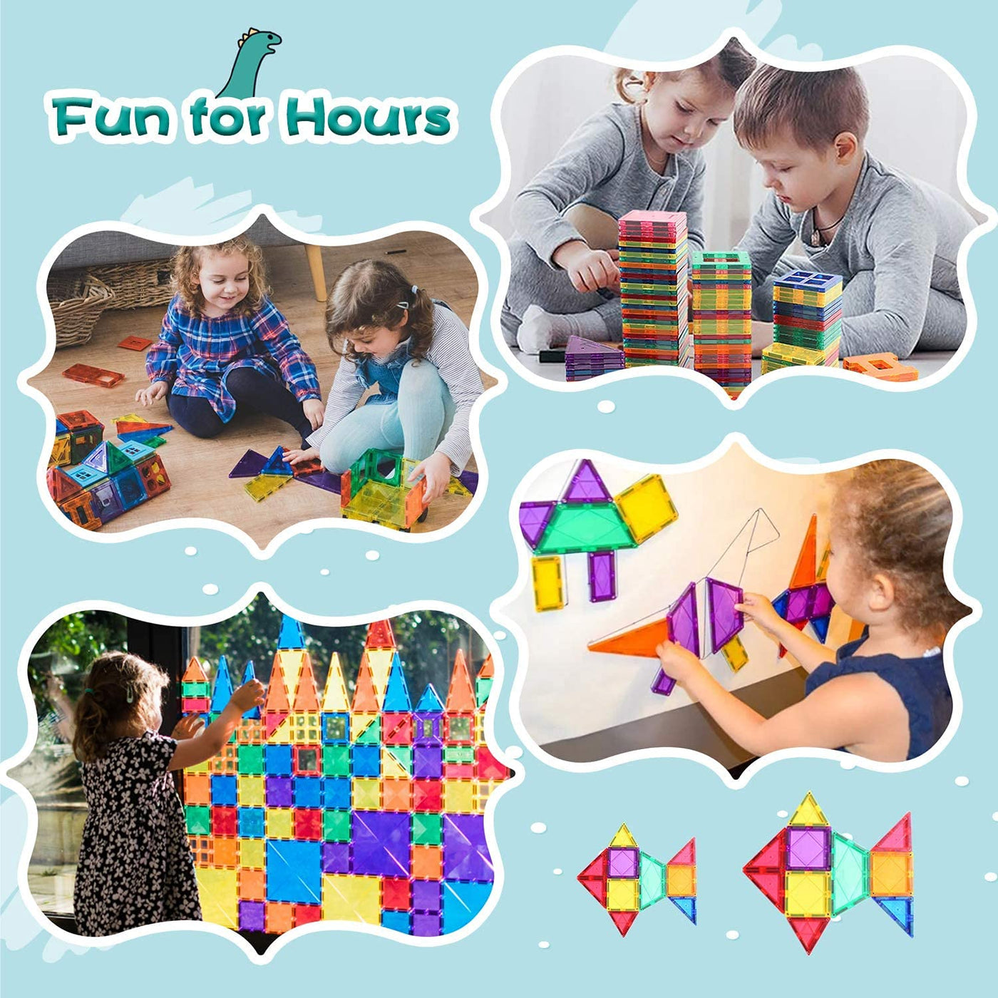 52PCS Magnet Toys for 3 Year Old Boys and Girls Magnetic Tiles Building Blocks STEM Learning Toys Sensory Montessori Toys for Toddlers Kids