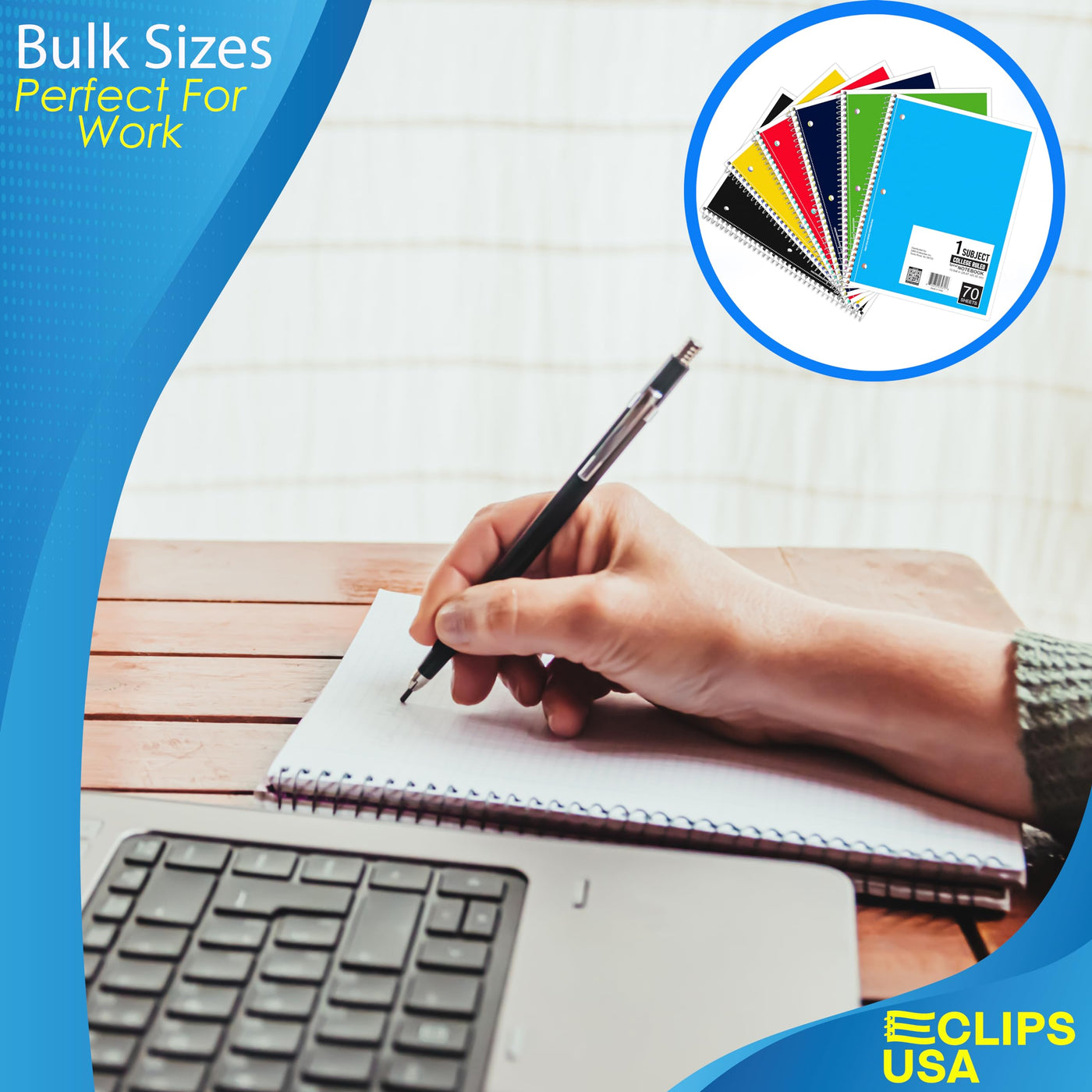 Spiral Notebook, Wide Ruled Notebooks (6 Pack), 70 Sheets, Single Subject, Notebooks Bulk, 6 Color Assortment, 3 Hole Perforated Sheets (6, Wide Ruled)