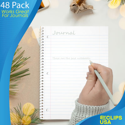 Spiral Notebook, Wide Ruled Notebooks (6 Pack), 70 Sheets, Single Subject, Notebooks Bulk, 6 Color Assortment, 3 Hole Perforated Sheets (6, Wide Ruled)