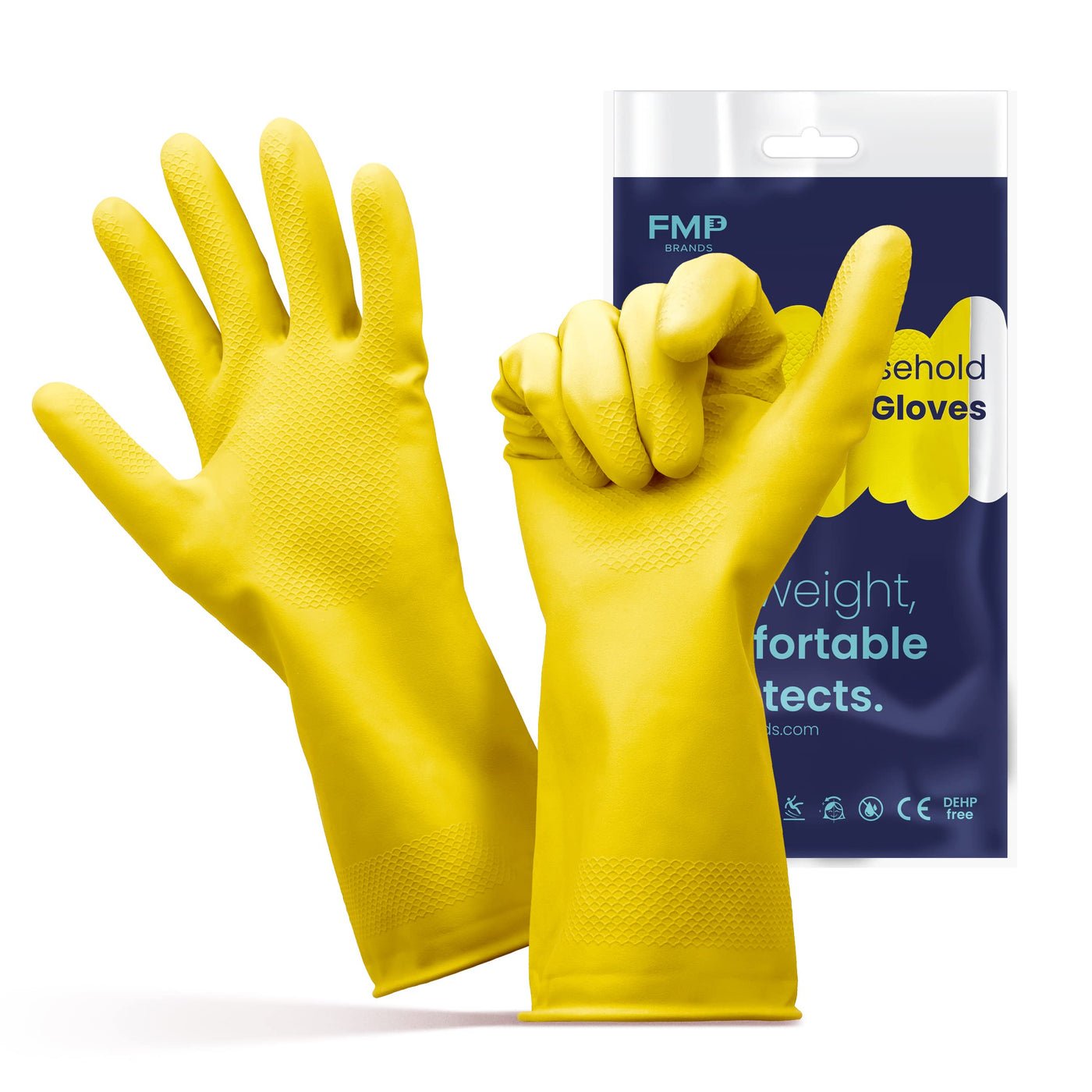 FMP Brands 3/6/12/60 Pairs Cleaning Gloves, Waterproof Rubber Gloves for Washing Dishes, Non-Slip Latex Dishwashing Gloves