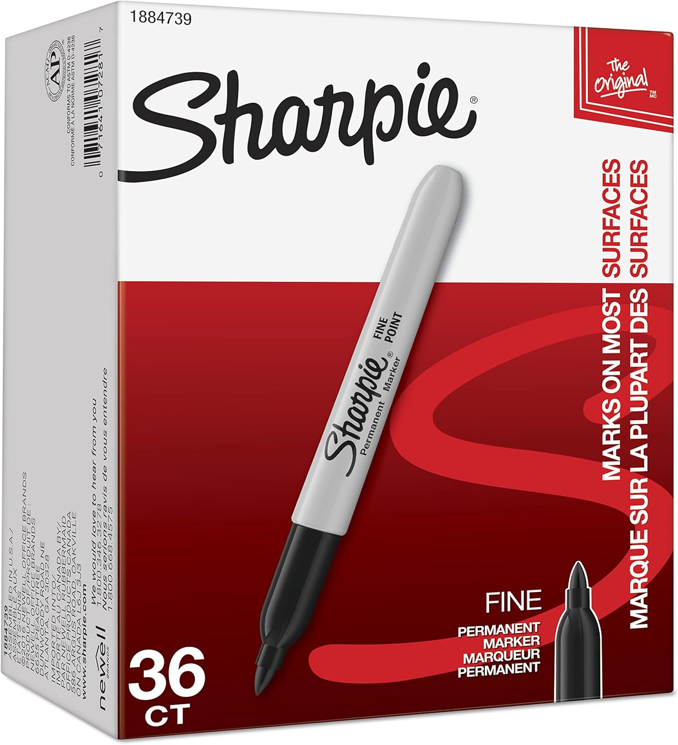 Sharpie Permanent Markers Bulk Set, Fine Tip Markers Set, Markers For Plastic, Metal, Wood, And More, Black, 36 Count