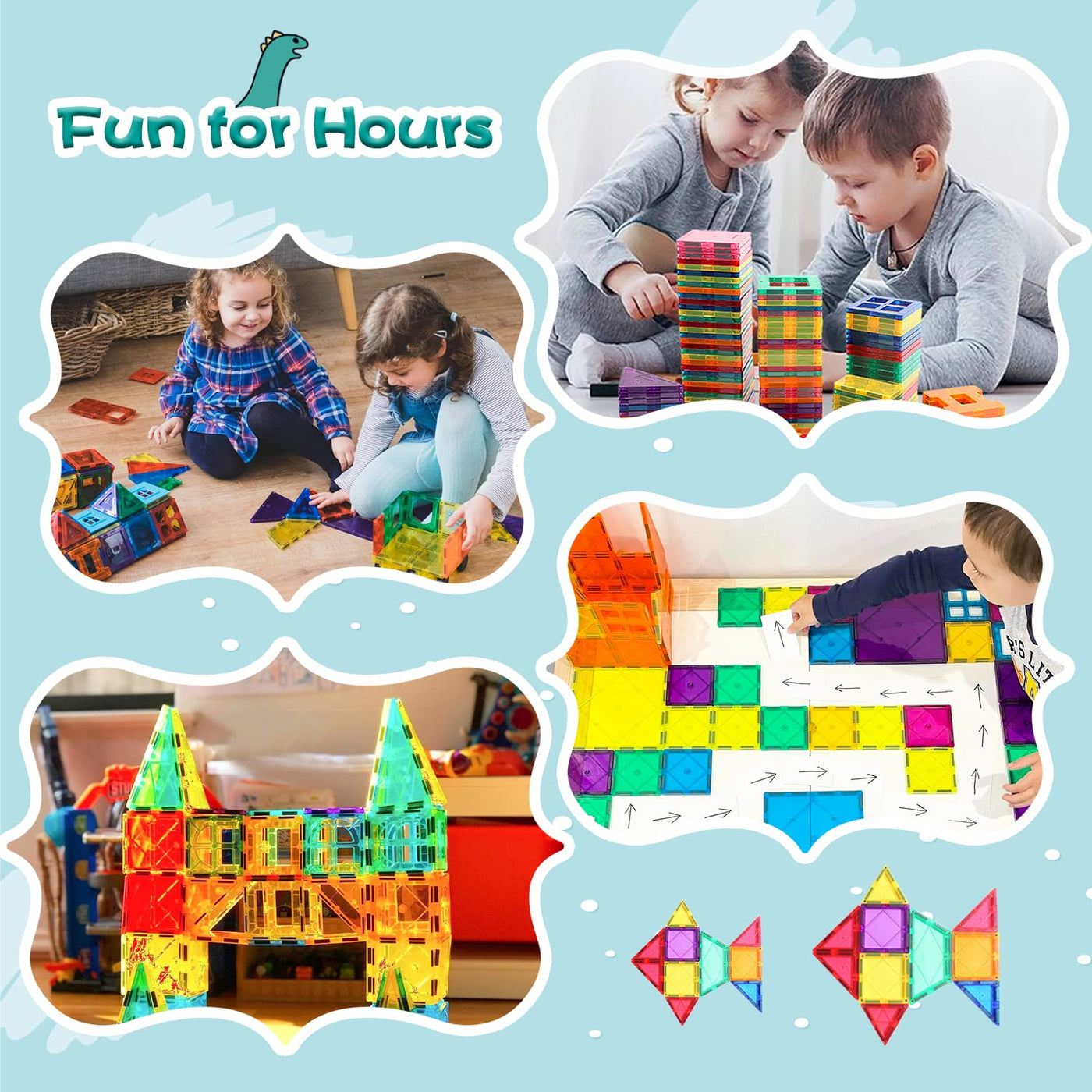 52PCS Magnet Toys for 3 Year Old Boys and Girls Magnetic Tiles Building Blocks STEM Learning Toys Sensory Montessori Toys for Toddlers Kids