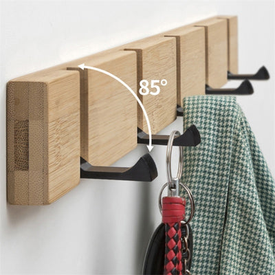 Foldable Coat Rack Bamboo Hallway Hat Hook Hanger Bedroom Door Wall-Mounting Hook Corner Room Kitchen Toilet Wall Brack Hook - SECURE DISTRIBUTORS