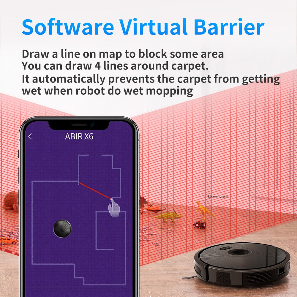 ABIR X6 Robot Vacuum Cleaner, Visual Navigation,APP Virtual Barrier,6000PA Suction,Smart Home Mop,Floor Carpet Washing Appliance - SECURE DISTRIBUTORS