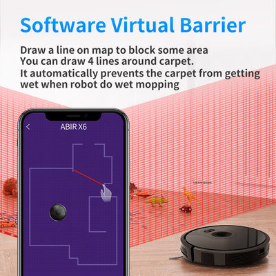 ABIR X6 Robot Vacuum Cleaner, Visual Navigation,APP Virtual Barrier,6000PA Suction,Smart Home Mop,Floor Carpet Washing Appliance - SECURE DISTRIBUTORS