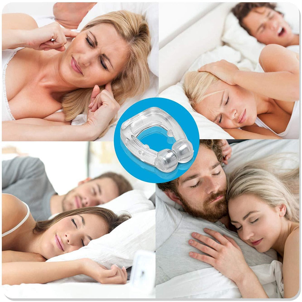 Silicone Magnetic Anti Snore Stop Snoring Nose Clip Sleep Tray Sleeping Aid Apnea Guard Night Device with Case Anti Ronco 1/4PCS - SECURE DISTRIBUTORS