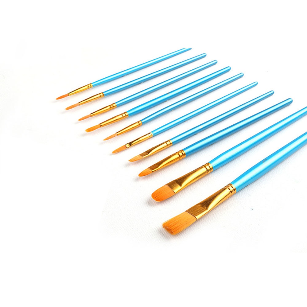 10 Pcs Artists Paint Brush Set Acrylic Watercolor Round Pointed Nylon Tip Hair Multifunction hook line short pointed Pen - SECURE DISTRIBUTORS