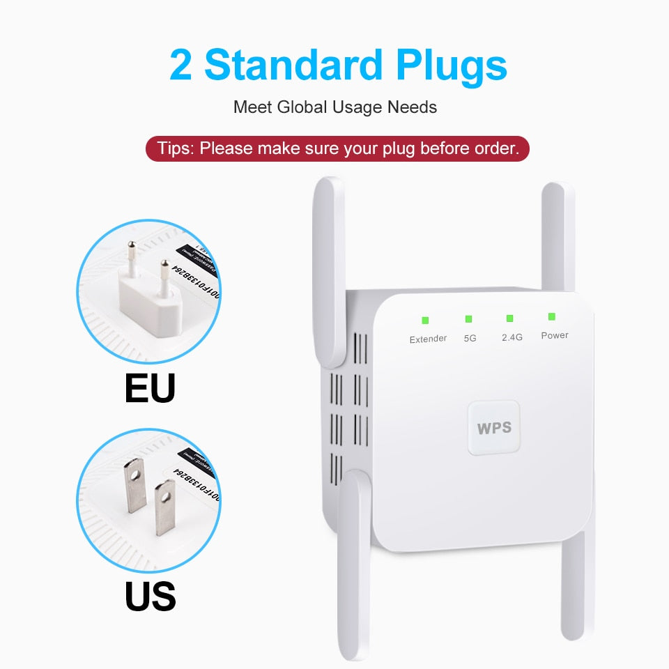 5G WiFi Repeater Wifi Amplifier Signal Wifi Extender Network Wi fi Booster 1200Mbps 5 Ghz Long Range Wireless Wi-fi Repeater - SECURE DISTRIBUTORS