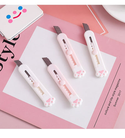 Kawaii Mini Pocket Cat Paw Art Utility Knife Express Box Knife Paper Cutter Craft Wrapping Refillable Blade Stationery Big sale - SECURE DISTRIBUTORS