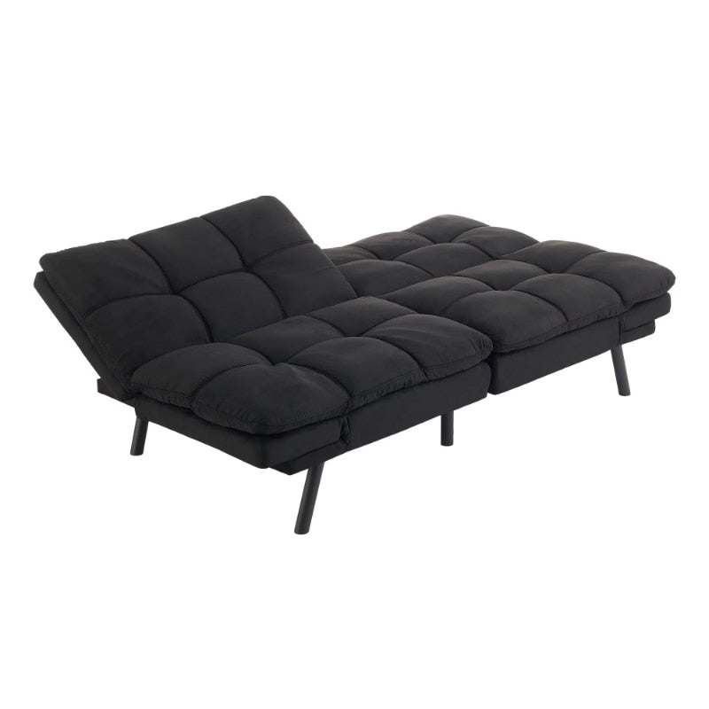 Mainstays Memory Foam Futon Black Faux Suede Fabric Multifunctional Convertible Folding Bed Sofa - SECURE DISTRIBUTORS