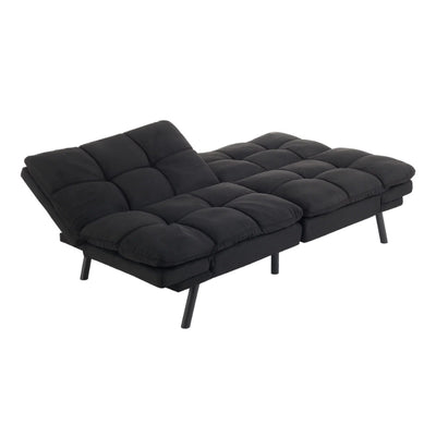 Mainstays Memory Foam Futon Black Faux Suede Fabric Multifunctional Convertible Folding Bed Sofa - SECURE DISTRIBUTORS
