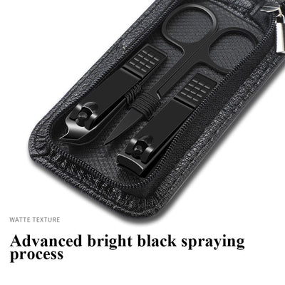 Germany 6 Pcs Portable Luxury Manicure Sets Pedicure Kits Bright Black Nail Clipper Set Personal Care Tools Eyebrow Scissors - SECURE DISTRIBUTORS