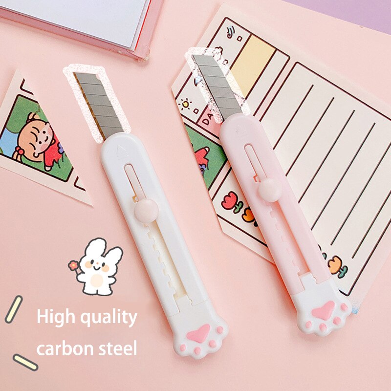 Kawaii Mini Pocket Cat Paw Art Utility Knife Express Box Knife Paper Cutter Craft Wrapping Refillable Blade Stationery Big sale - SECURE DISTRIBUTORS
