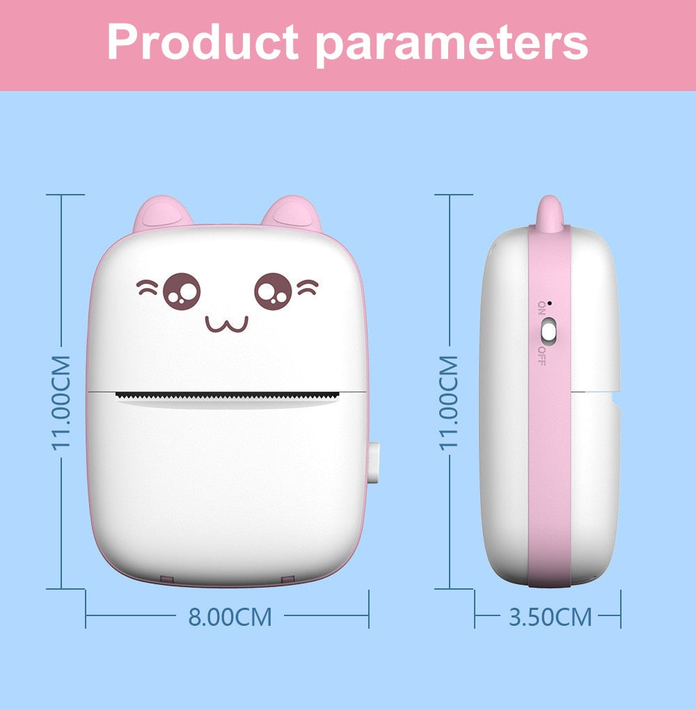 Meow Mini Label Printer Thermal Portable Printers Stickers Paper Inkless Wireless Impresora Portátil 200dpi Android IOS 57mm - SECURE DISTRIBUTORS