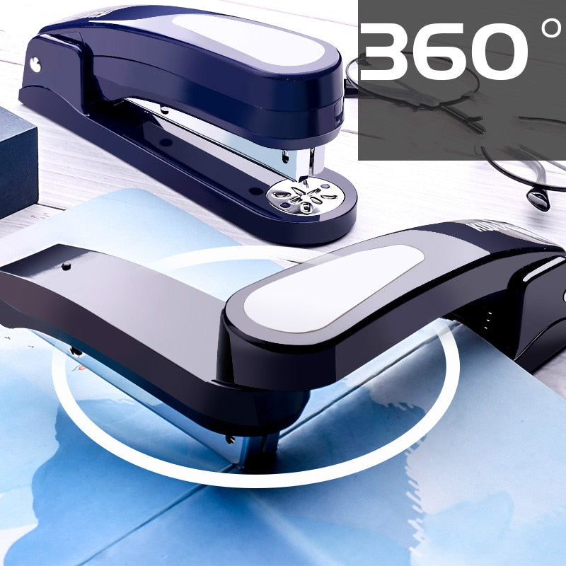 360 rotatable Heavy Duty Stapler Use 24/6 Staples Effortless Long Stapler School Paper Staplers Office Bookbinding Supplies - SECURE DISTRIBUTORS