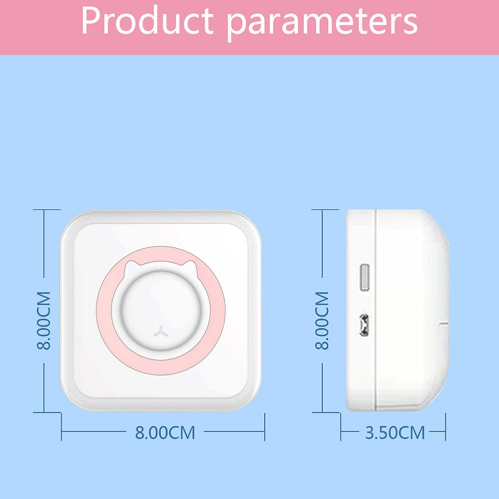 Meow Mini Label Printer Thermal Portable Printers Stickers Paper Inkless Wireless Impresora Portátil 200dpi Android IOS 57mm - SECURE DISTRIBUTORS