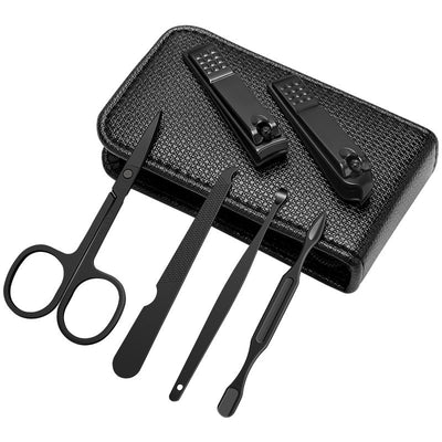 Germany 6 Pcs Portable Luxury Manicure Sets Pedicure Kits Bright Black Nail Clipper Set Personal Care Tools Eyebrow Scissors - SECURE DISTRIBUTORS
