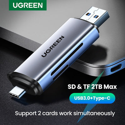 UGREEN Card Reader USB3.0&USB C to SD MicroSD TF Thunderbolt 3 for PC Laptop Accessories Smart Memory Cardreader SD Card Adapter - SECURE DISTRIBUTORS