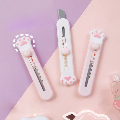 Kawaii Mini Pocket Cat Paw Art Utility Knife Express Box Knife Paper Cutter Craft Wrapping Refillable Blade Stationery Big sale - SECURE DISTRIBUTORS