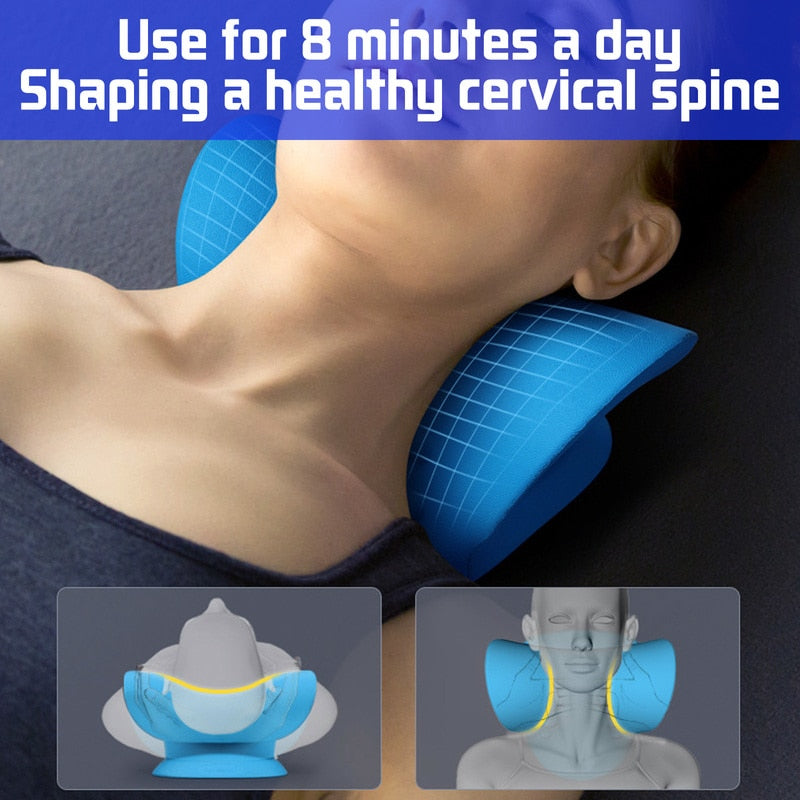 Neck Shoulder Stretcher Relaxer Cervical Chiropractic Traction Device Pillow for Pain Relief Cervical Spine Alignment Gift - SECURE DISTRIBUTORS
