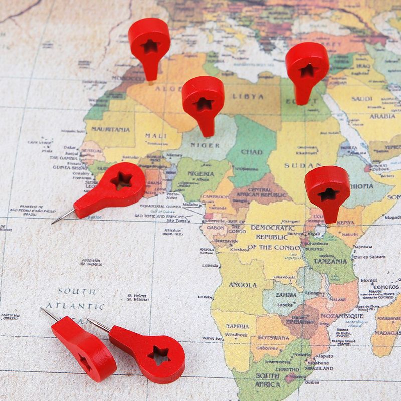 40 Pcs Map Markers Wooden Drawing Photo Wall Studs Cork Board Pins Thumbtack Pushpins Painting Tool - SECURE DISTRIBUTORS