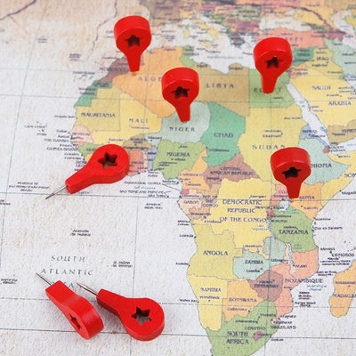 40 Pcs Map Markers Wooden Drawing Photo Wall Studs Cork Board Pins Thumbtack Pushpins Painting Tool - SECURE DISTRIBUTORS