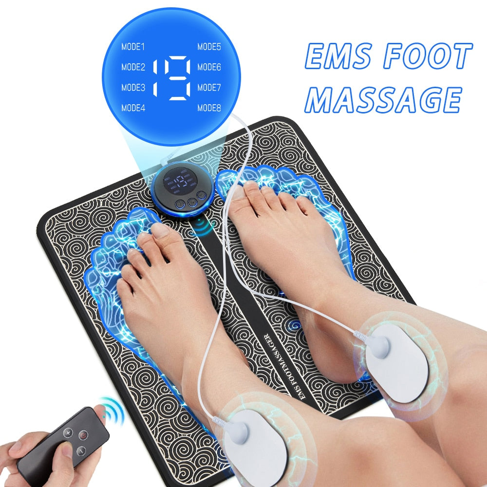 Electric EMS Foot Massager Pad Relief Pain Relax Feet Acupoints Massage Mat Shock Muscle Stimulation Improve Blood Circulation - SECURE DISTRIBUTORS