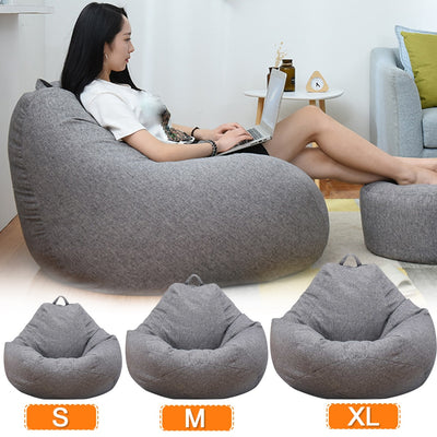 Large Small Lazy Sofas Cover Chairs Without Filler Linen Cloth Lounger Seat Bean Bag Pouf Puff Couch Tatami Living Room - SECURE DISTRIBUTORS