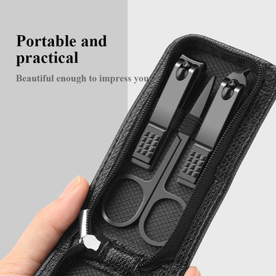 Germany 6 Pcs Portable Luxury Manicure Sets Pedicure Kits Bright Black Nail Clipper Set Personal Care Tools Eyebrow Scissors - SECURE DISTRIBUTORS