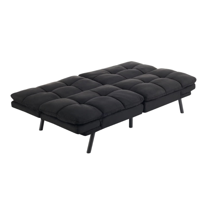 Mainstays Memory Foam Futon Black Faux Suede Fabric Multifunctional Convertible Folding Bed Sofa - SECURE DISTRIBUTORS