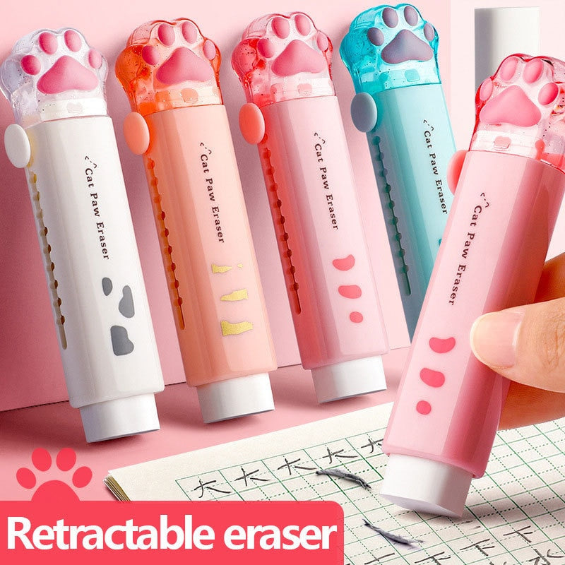 Kawaii Push-pull Design Cat Paw Portable Rubber Eraser Cute Erasers fo ...