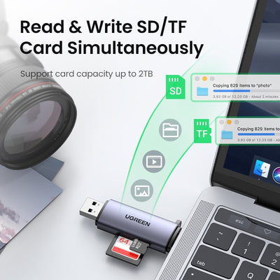 UGREEN Card Reader USB3.0&USB C to SD MicroSD TF Thunderbolt 3 for PC Laptop Accessories Smart Memory Cardreader SD Card Adapter - SECURE DISTRIBUTORS