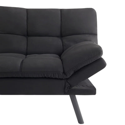 Mainstays Memory Foam Futon Black Faux Suede Fabric Multifunctional Convertible Folding Bed Sofa - SECURE DISTRIBUTORS