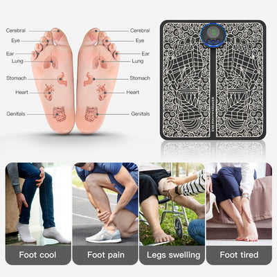 Electric EMS Foot Massager Pad Relief Pain Relax Feet Acupoints Massage Mat Shock Muscle Stimulation Improve Blood Circulation - SECURE DISTRIBUTORS