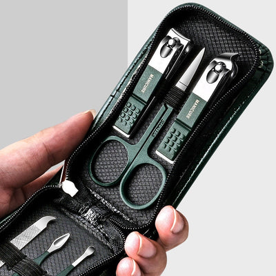 Germany 6 Pcs Portable Luxury Manicure Sets Pedicure Kits Bright Black Nail Clipper Set Personal Care Tools Eyebrow Scissors - SECURE DISTRIBUTORS
