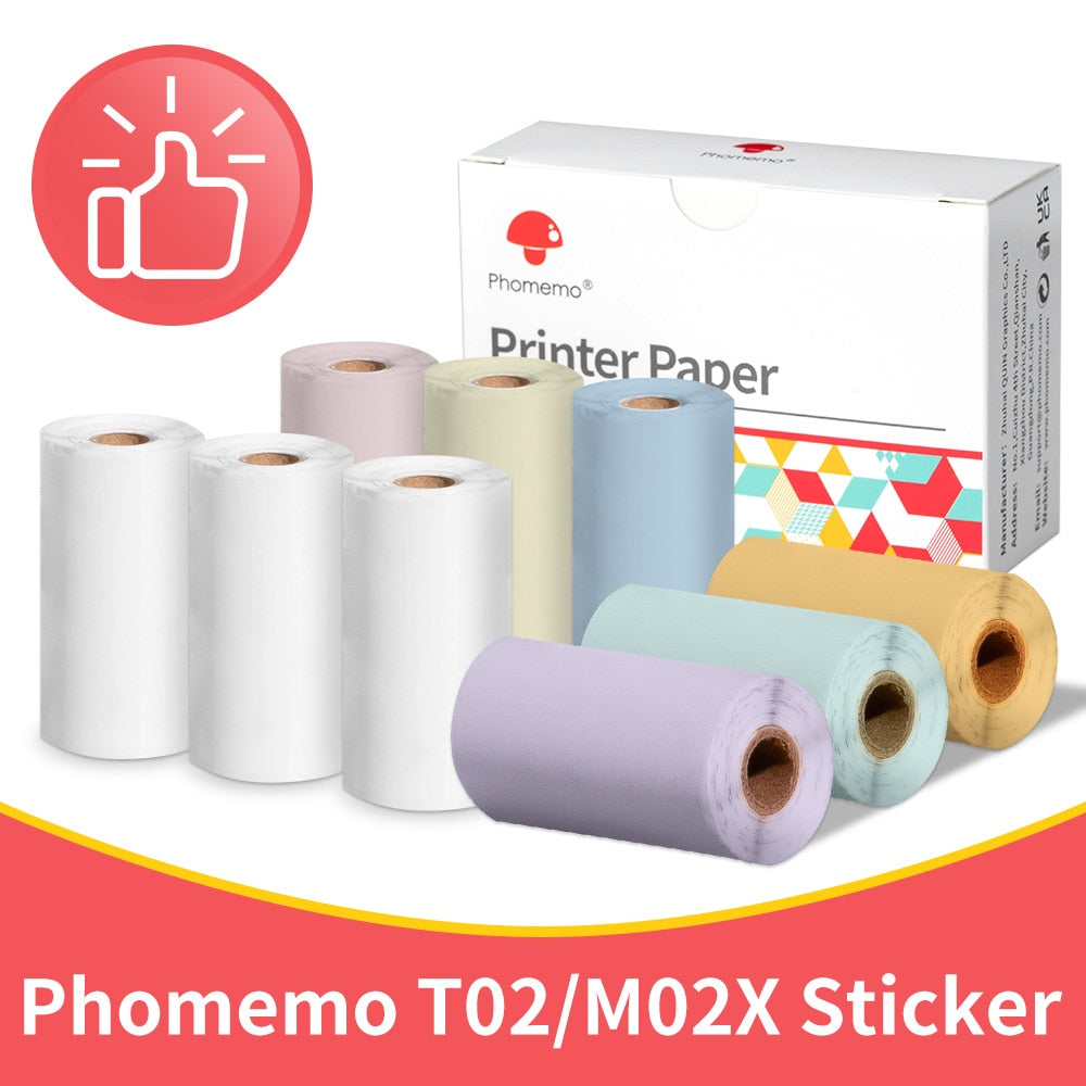 Phomemo 3 Rolls Self-adhesive Transparent Sticker Thermal Paper for T02 M02X Label Sticky DIY Photo Texts Study Notes Printing - SECURE DISTRIBUTORS