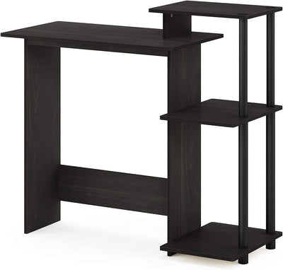 Efficient Home Laptop Notebook Computer Desk with Square Shelves, Espresso/Black