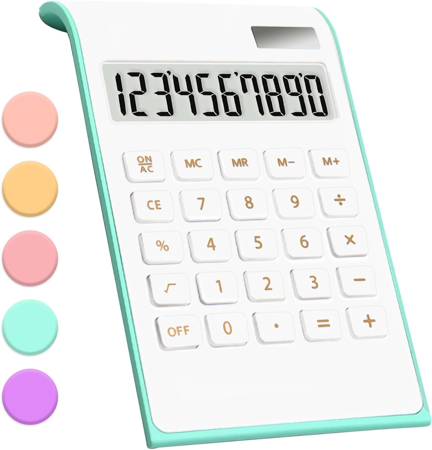 Teal Calculator,  Green Office Supplies and Accessories, 10 Digits Solar Battery Basic Office Calculator, Dual Power Desktop Calculator with Large LCD Display, Teal Office Supplies