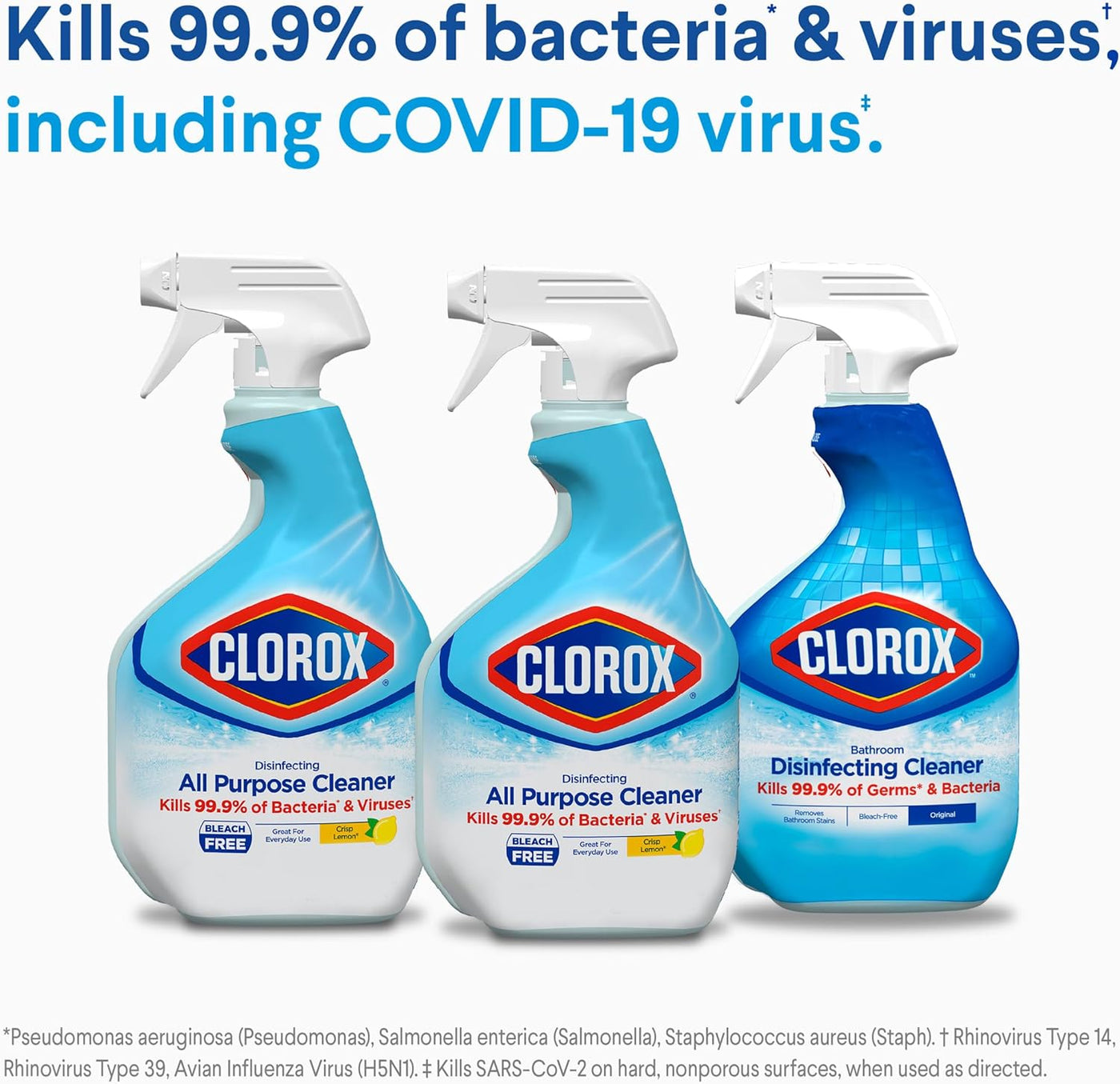 Disinfecting All-Purpose Cleaner 32 Oz and Disinfecting Bathroom Cleaner, Household Essentials, 30 Oz, Pack of 3