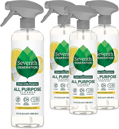 All Purpose Cleaning Spray Surface Cleaner Lemon Chamomile Scent Cuts Grease 23 Oz, Pack of 4