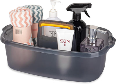 Large Cleaning Supplies Caddy Portable Shower Caddy Basket Organizer with Handle Plastic Bucket Tool Storage for Bathroom, Bedroom, Kitchen, College Dorm, under Sink, Garden, Clear Grey