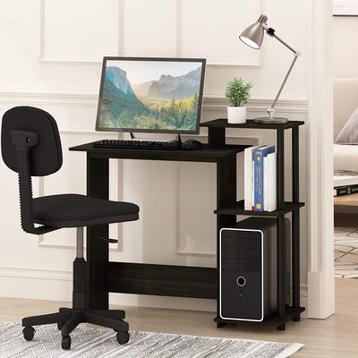 Efficient Home Laptop Notebook Computer Desk with Square Shelves, Espresso/Black