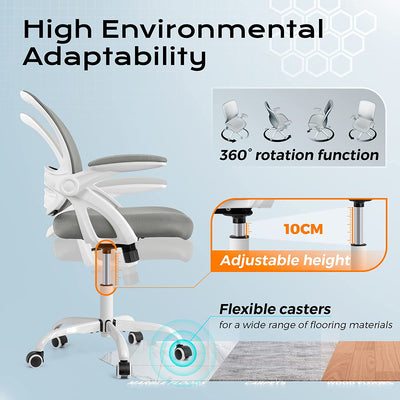 Office Chair, Ergonomic Desk Chair, Mesh Computer Chair Height Adjustable, Comfy Swivel Task Chair with Wheels and Flip-Up Arms