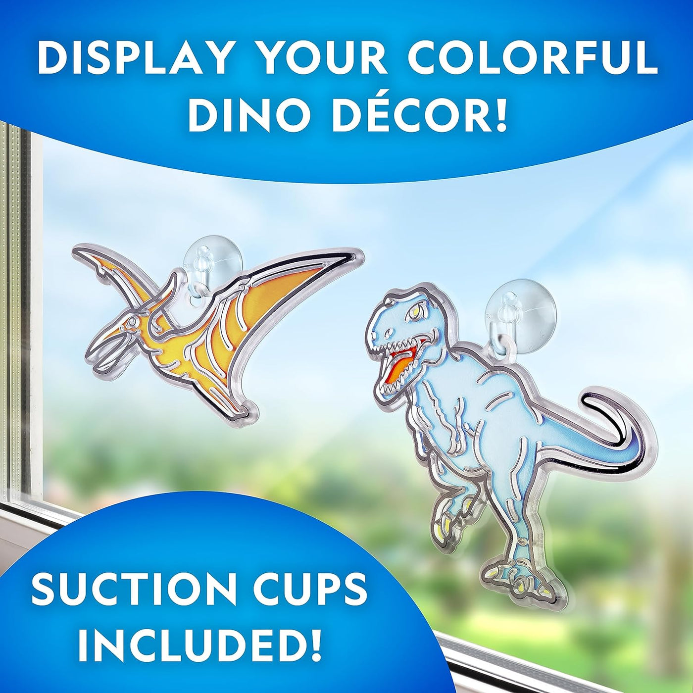 Glow in the Dark Dinosaur Stained Glass Art Kit - Window Sun Catchers and Crafts for Kids Ages 4-8