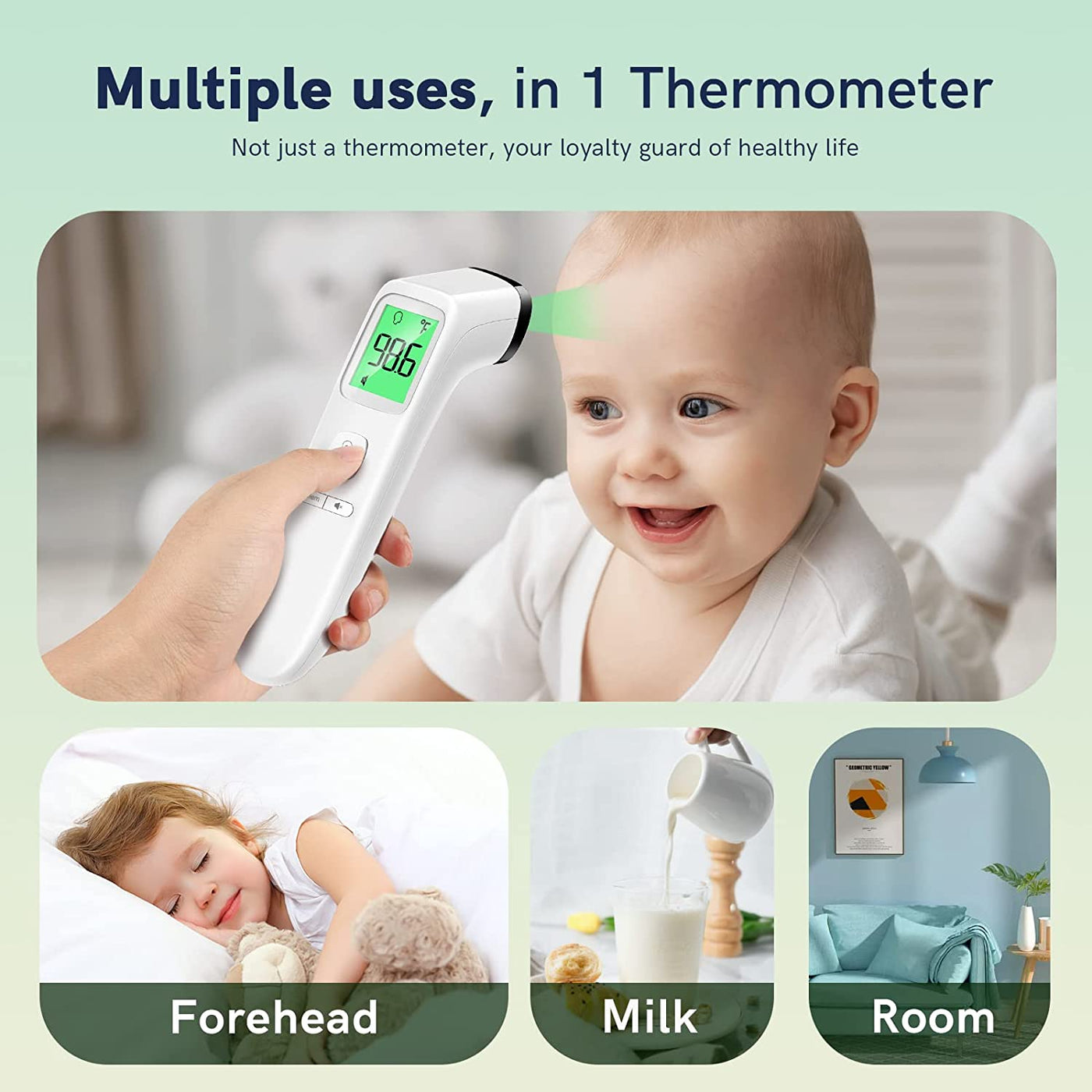 No-Touch Thermometer for Adults and Kids, FSA/HSA Eligible, Fast Accurate Digital Thermometer with Fever Alarm & Silent Mode, Easy-To-Use for Babies, Kids, & Elderly