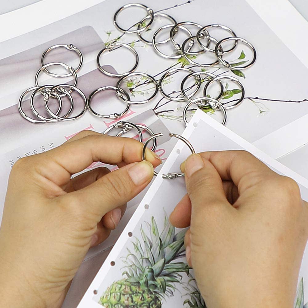 Binder Rings 1 Inch 100 Pcs-Sturdy Book Rings-Loose Leaf Binder Ring for Index Cards Flashcards and Paper-Nickel Plated Metal Rings for Office School Supplies-Heavy Duty Silver Paper Rings